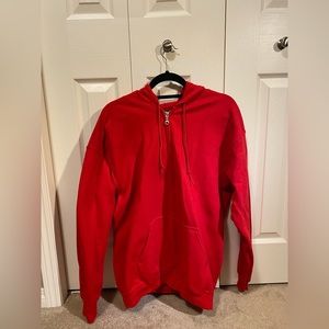 Oversized Red Zip-Up Sweater